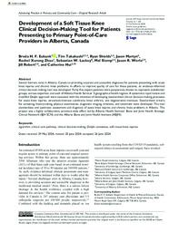 Development of a soft tissue knee clinical decision-making tool for patients presenting to primary point-of-care providers in Alberta, Canada