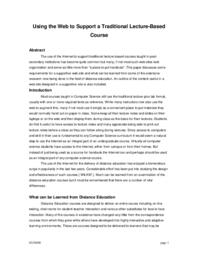 Using the Web to support a traditional lecture-based course