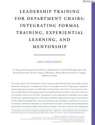 Leadership training for department chairs: integrating formal training, experiential learning, and mentorship