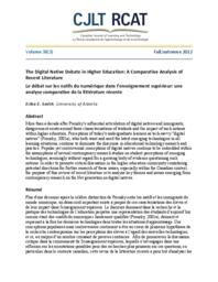 The digital native debate in higher education: a comparative analysis of recent literature = Le débat sur les natifs du numérique dans l'enseignement supérieur: une analyse comparative de la littérature récente