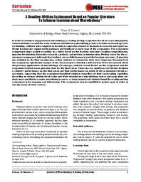 A Reading-Writing Assignment Based on Popular Literature To Enhance Learning about Microbiology