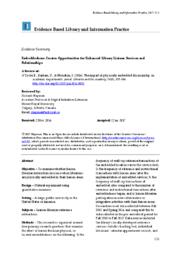 Embeddedness Creates Opportunities for Enhanced Library Liaison Services and Relationships [Evidence Summary]
