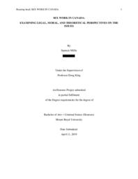 Sex work in Canada: Examining legal, moral, and theoretical perspectives on the issues