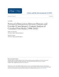 Portrayal of interactions between humans and coyotes (Canis latrans): content analysis of Canadian print media (1998-2010)