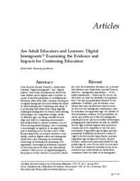 Are Adult Educators and Learners ‘Digital Immigrants’? Examining the Evidence and Impacts for Continuing Education