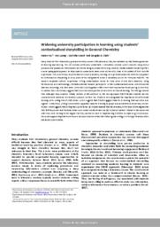 Widening university participation in learning using students’ contextualised storytelling in General Chemistry
