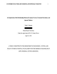 An exploration of the relationship between economic factors, economic recessions, and spousal violence