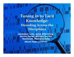 Tuning in on tacit knowledge.