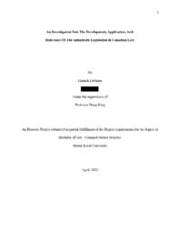 An investigation into the development, application, and relevance of The Infanticide Legislation in Canadian Law
