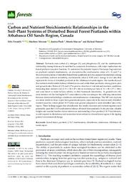Carbon and nutrient stoichiometric relationships in the soil–plant systems of disturbed boreal forest peatlands within Athabasca Oil Sands Region, Canada