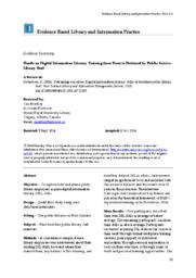 Evidence Summary: Hands on Digital Information Literacy Training from Peers is Preferred by Public Service Library Staff