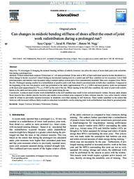 Can changes in midsole bending stiffness of shoes affect the onset of joint work redistribution during a prolonged run?
