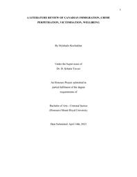 A literature review of Canadian immigration, crime perpetration, victimisation, wellbeing