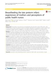 Breastfeeding the late preterm infant: Experiences of mothers and perceptions of public health nurses