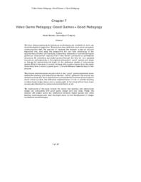 Video Game Pedagogy: Good Games = Good Pedagogy