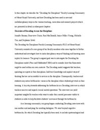 Overview of decoding across the disciplines