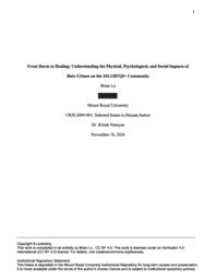 From harm to healing : understanding the physical, psychological, and social impacts of hate crimes on the 2SLGBTQI+ community