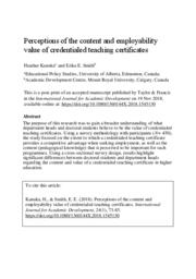 Perceptions of the content and employability value of credentialed teaching certificates
