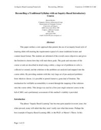 Reconciling a Traditional Syllabus with an Inquiry-Based Introductory Course