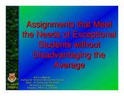 Assignments that Meet the Needs of Exceptional Students without Disadvantaging the Average