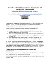 Generative artificial intelligence (GenAI), misinformation, and disinformation: learning module