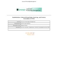 Digitalization, external knowledge sourcing, and service innovation in SMEs